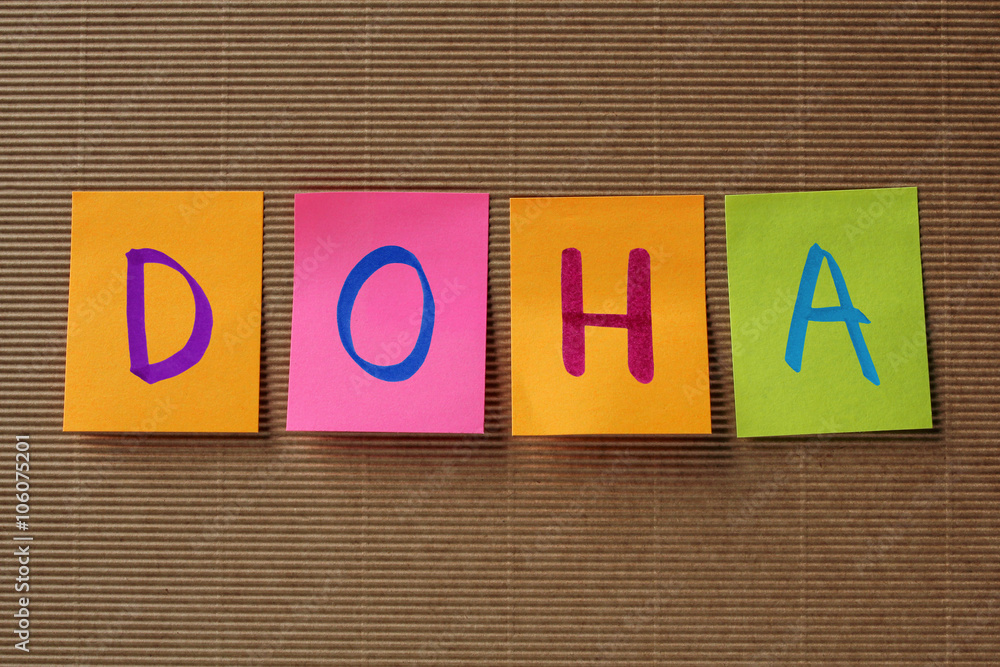 Poster doha text on colorful sticky notes