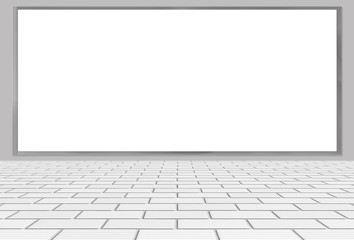 Blank big billboard and street floor tile