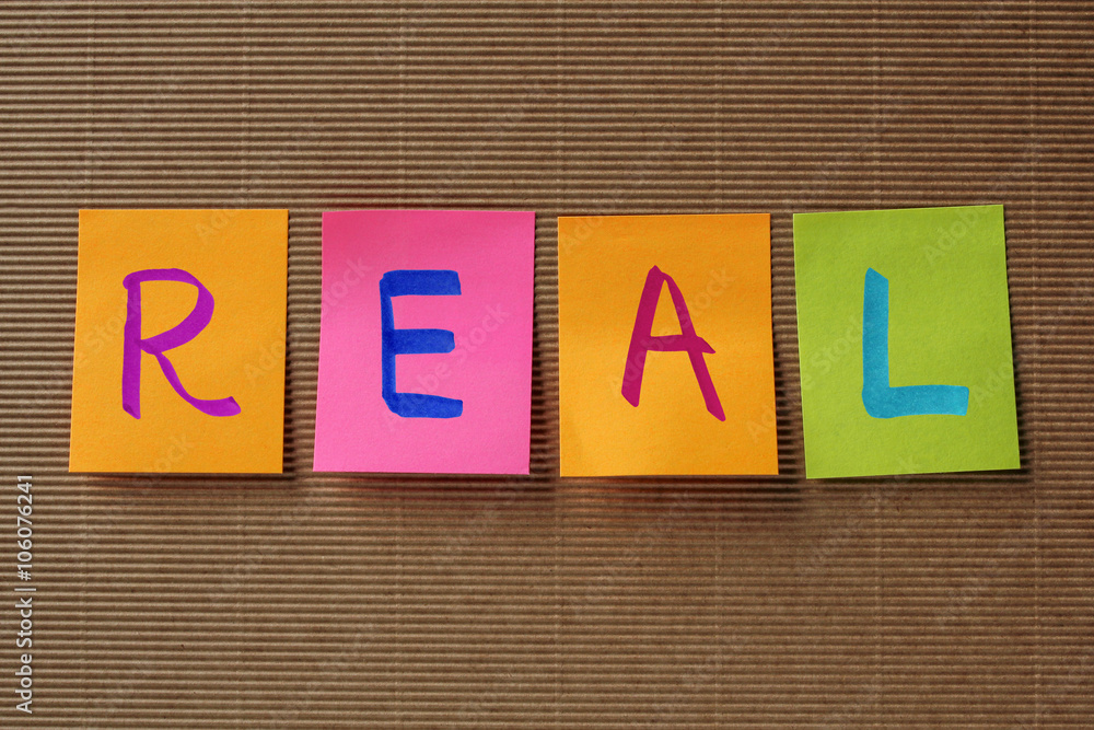 Poster real text on colorful sticky notes