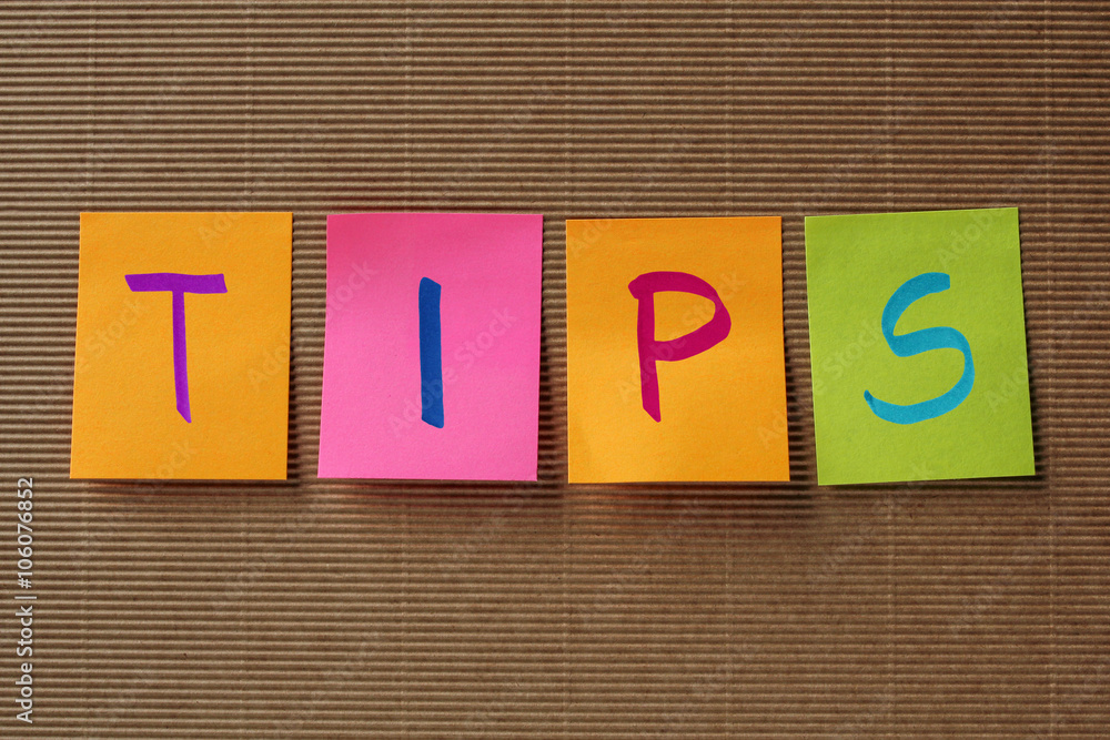 Poster tips text on colorful sticky notes