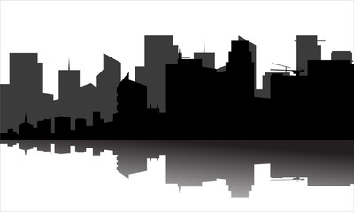 Fototapeta premium silhouette of the city beside the river