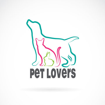 Vector group of pets - Dog, cat, rabbit, Animals. 