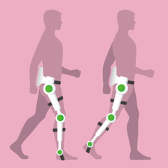 care robot, walking support machine, power suit,  vector illustration