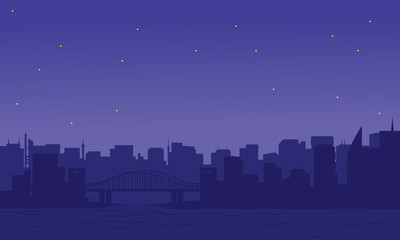 Silhouette of two cities