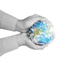  hand holding globe Elements of this image furnished by NASA
