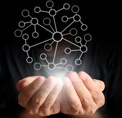 social buttons in hand