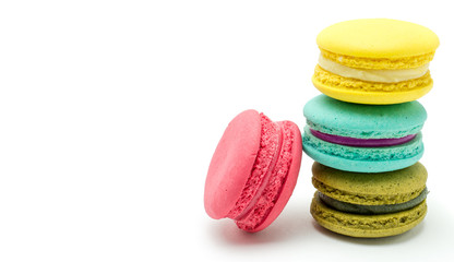 A french sweet delicacy, macaroons variety closeup.