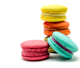 A french sweet delicacy, macaroons variety closeup.
