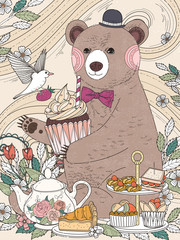 lovely bear coloring page