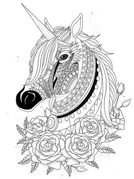 Sacred Unicorn Coloring Page