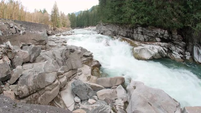 Highway 2 by Raging Skykomish River at Eagles Falls