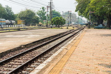 Fototapeta premium detail shot of a railroad track