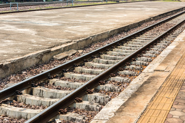 Fototapeta premium detail shot of a railroad track