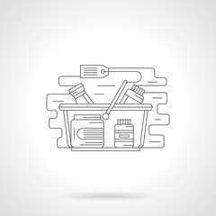 Sport supplements shop detailed line vector icon