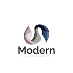 Wave ribbon logo, vector abstract shape