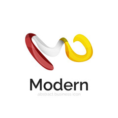 Wave ribbon logo, vector abstract shape