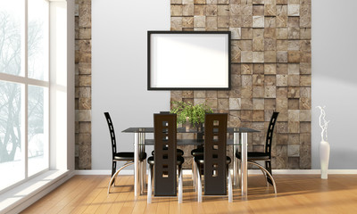 Modern bright interior . 3D render