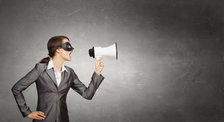 Fototapeta premium Businesswoman wearing black mask