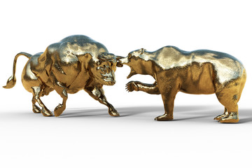 bear and bull fighting, stock exchange concept