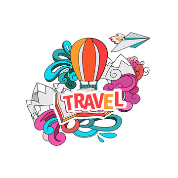 Cartoon style. Voyage and travel. Ship with sun and the sea. Vacation vector illustration