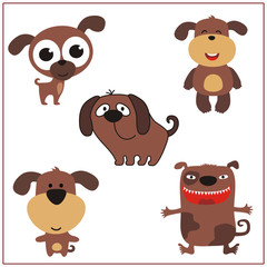 Dog set. Collection isolated dogs on white background. Cartoon dog.