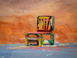 Multi-colored stools. The concept of diversity, an interior upgrade. Art and Creativity 