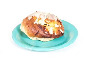 coconut bread in a plate on white background