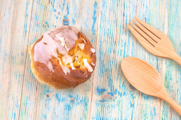 coconut bread  on wood table