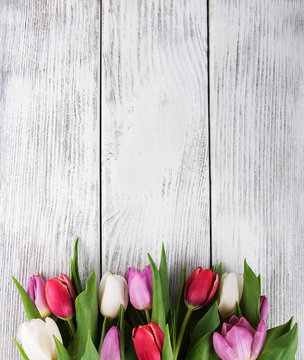Fototapeta bouquet of fresh spring tulips