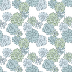 abstract vector seamless pattern with succulentes