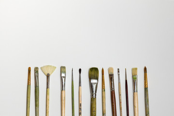 Canvas, oil paints and brushes