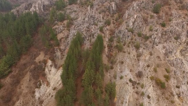 Flying over rocks / aerial video