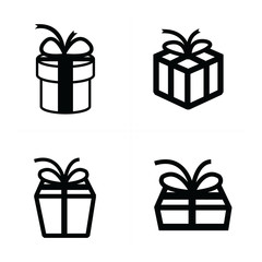 Set black gift icons  4 style