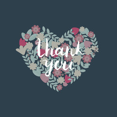 Valentine card with flowers in heart shape. Colorful flower wreath on blue background perfect for wedding invitation, label, tag, print, cloth, logo