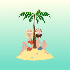 Man and woman on a desert island