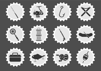 Fishing icon set