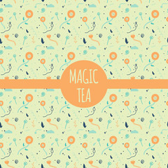 Vector pattern collection for tea package - white,black and green tea.Design element in trendy simple style. Magic tea package.