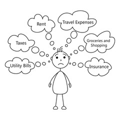 Stick man worried of expenses