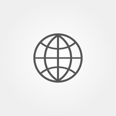 Globe icon flat style grey color