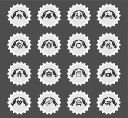 insurance hand icon set