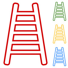 Ladder sign. Set of line icons