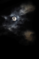 full moon in a cloudy night, background, copy space, vertical © Maren Winter