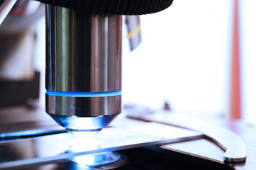 close up shot of microscope at the blood laboratory