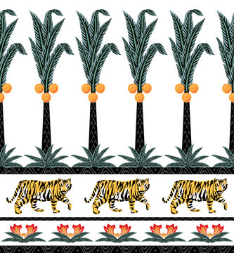 tiger and palm tree pattern
