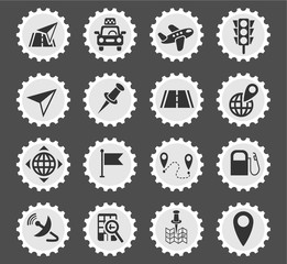 navigation ransport map icon set