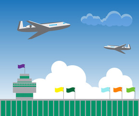 Fototapeta na wymiar illustration of two flying aircraft