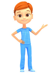 3d rendered illustration. Boy isolated on white background hand