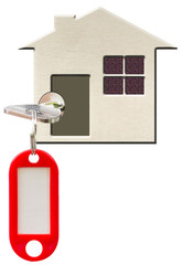 clé sur porte, fond blanc