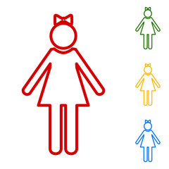 Girl sign. Set of line icons