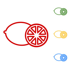 Fruits lemon sign. Set of line icons
